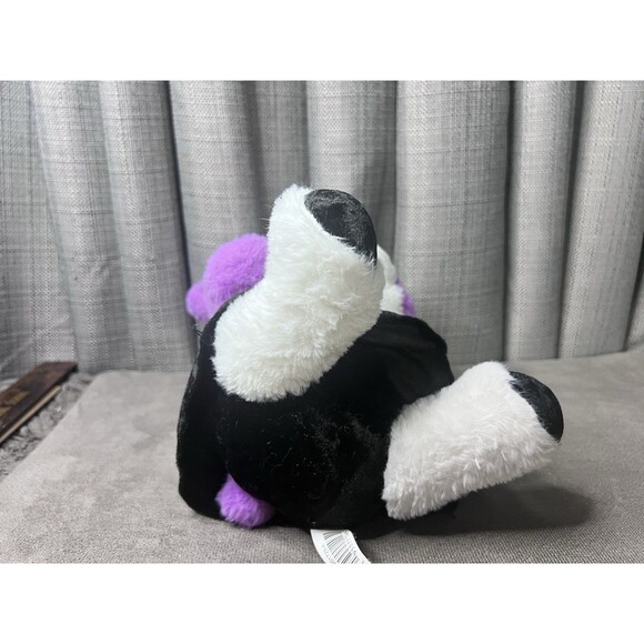 MTY International Panda Bear Plush Purple Black Bow Stuffed Animal Toy 10 Inch - Picture 5 of 11